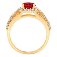 1. CT Brilliant Round Cut Clear Simulated Diamond 18K Yellow Gold Halo Solitaire с акценти пръстен SZ 10.5
