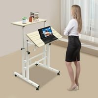 Loyalheartdy 24 Mobile Stand Up Desk Регулируемо валцовано бюро с 2USB гнездо за домашен офис