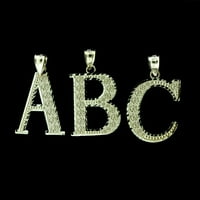 10k жълто злато Голямо диамантен изрязан първоначална буква висулка A-Z Alphabet Cheam Cimel