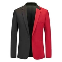 Holloyiver Мъжки цвят съвпадащ костюм с един бутон костюм официална рокля костюм костюм с дълъг ръкав на ревера Blazer Red