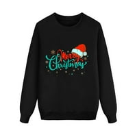 Luiyenes Коледна буква с дълъг ръкав от печат качулка пуловер суичър блуза коледни празнични семейни семейни тоалети
