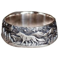 Пръстени за жените мъжки лоялни вълци двойка ретро двойка пръстен пръстен Модни пръстени Цинк сплав сребро11