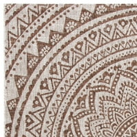 Двор Йосия Флорален медальон на закрито на открито килим, 5'3 5'3 квадрат, светло бежово светло кафяво