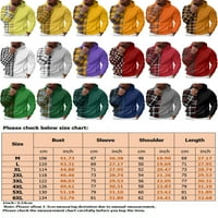 Niuer мъжки качулки суичър с качулка с качулка с дълъг ръкав редовно прилягане на пуловер проверка отпечатък 6xl
