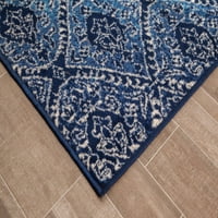 Глобална геометрична плочка черна, синя и слонова кост полипропиленов килим