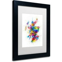 Търговска марка изобразително изкуство Шотландия боя пръски карта платно изкуство от Майкъл Томпсет, бял мат, черна рамка
