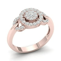 1 2кт ТДВ диамантен 10к годежен пръстен с Розово злато