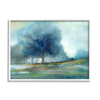 Спиеви индустрии селски синьо дърво абстрактна живопис пейзаж картина бяло рамкиращо изкуство печат стена изкуство