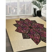 Ahgly Company Indoor Square Chargeed Blood Red Brown Reage Rugs, 5 'квадрат