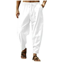 Ханас копчета панталони за мъже от свободно време меки и удобни панталони панталони памучни бельо с дълги панталони бяло, 5xl