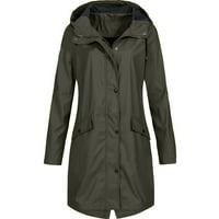 Homchy палто жени солиден дъжд на открито плюс размер качулка дъждобран ветровито палто с дълго яке