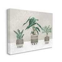 Ступел индустрии растения в шарени саксии неутрален сив дизайн платно стена изкуство от Зивей ли