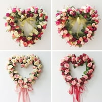 Любов сърце изкуствен венец красиви цветя венец венец, ръчно изработени декорация за дома за сватба, входна врата, парти