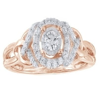 Бял естествен диамантен рамка келтски пръстен за възел в 10k розово злато