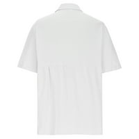 Дамски копче с къс ръкав надолу памучна бельо блуза свободно прилепване ежедневно V-образно деколте с якички летни основни тениски