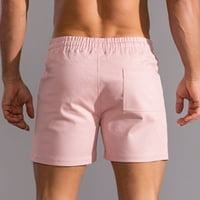 Finelylove Compression Shorts Мъже с джобни фитнес зала небрежно право твърда дейност на открито розово XL