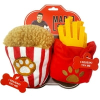 Марио Лопес играчки За Домашни Любимци Плюшена царевица и френски картофки играчки за кучета-червено