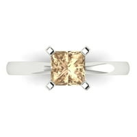 CT Brilliant Princess Cut Clear симулиран диамант 18k бял златен пасианс пръстен SZ 4.25