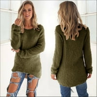 Shpwfbe дамски пуловери Жените пуловери падат жени ежедневни твърди джъмпери с дълъг ръкав блуза есенни пуловери армия зелено xl