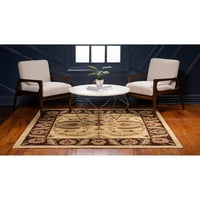 Колекция за колекция Aditi - 4 'квадратен крем нисък килим, идеален за дневни, кухни, входове