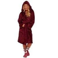 Разчистване на халат за жени с качулка сънливо облекло халат фланел руно дължина халат зимен топла пижама душ нощна кожа