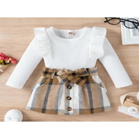 Kiapeise Toddler Baby Girl Clothes Solid Knit Ruffle Pullover Tops Corduroy Mini поли тоалети