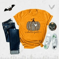Дамски есенни тиквени тениски смешни къси ръкави Хелоуин графични тийнейджъри върхове