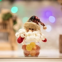 Dyfzdhu коледни украси сладък коледен бонбон буркан с плюшена кукла капак деца подарък santa snowman ornament съхранение bo clear