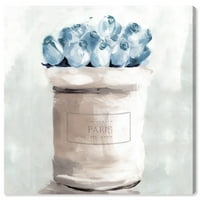 Флорални и ботанически картини за стена Канава принтове 'сини цветя от площад Париж' флорални мотиви-Синьо, бяло