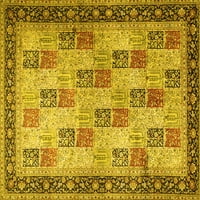 Ahgly Company Machine Pashable Indoor Square Persian Yellow Traditional Area Cugs, 5 'квадрат