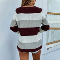 Пуловери за жени Просверие плюс размер Жени Небрежни модни цветове Съответстващи пуловер с дълъг ръкав кръгъл пуловер Светкавица Picks Red 4