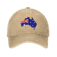 Douzhe регулируема измита памучна бейзболна шапка - Австралия Флаг отпечатъци Винтидж татко шапка Униза Спортни шапки