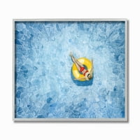 Ступел индустрии басейн плувки синьо жълто акварел живопис рамкирани стена изкуство от Грейс Поп