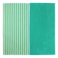 Крепежни елементи памук точки и райета Плажна кърпа пакет, зелен