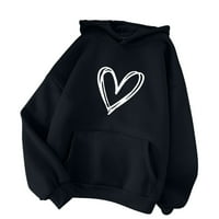 Дамски Суичъри Пуловер Дамски Удобен пуловер сърце Графичен Дамски пуловер с качулка джоб Шнур