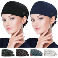 Работни шапки с бутон и лента за пот, регулируеми работни шапки за жени, с един размер вратовръзка назад