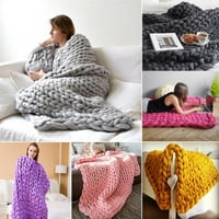 Плетено одеяло за хвърляне за диван, ръчно изработено плетено одеяло одеяло за хвърляне на диван за подарък диван легло, тромаво плетено одеяло