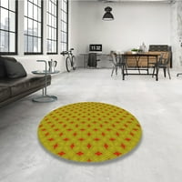 Ahgly Company Machine Pashable Indoor Round Преходно златисто кафяви жълти килими, 6 'кръг