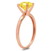 2.5ct кръгла режещ жълт симулиран диамант 14k розово злато годишнина годежен пръстен размер 11