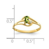 14k жълто злато 5x овален перидот истински диамантен пръстен