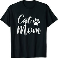 Котка Мама-Реколта Затруднени Дизайн-Смешно Котка Лапа Тениска