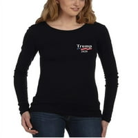 Гърдите на Junior Trump Crest Black Long SLV V-Neck тениска малка черна