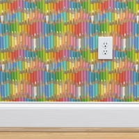 Peel & Stick Wallpaper 9ft 2ft 2fy - Цветни пастелни цветни моливни дъгови спектър Арт Персонализиран тапет с подвижен тапет от Spoonflower