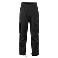 Todqot Мъжки товарни панталони- солидни ежедневни множество джобове на открито прав тип фитнес панталони Панталони панталони черни xxl