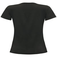 Grianlook дамски тениски тениска с тениска с къс ръкав жени модна пуловер бохемски екипаж на шията туника блуза черна xl