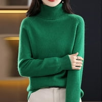 KPOPLK TORTLENECK Пуловер жени Модни костенурки с дълъг ръкав с дълъг ръкав ивици с ореб с плетене на пуловер с пуловер