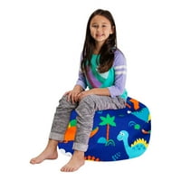 Posh Creations Bean Bag Suppable Cover - Организатор на играчки, мек капак, деца, 2. ft, платно динозаври на синьо