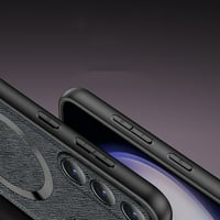 MANTTO за магнитния калъф на Samsung Galaxy S, съвместим с безжично зареждане на Magsafe PU кожа тънък капак, калъф за защита от прахоустойчив обектив TPU за Samsung S23, лилаво