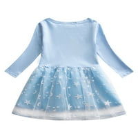 Glookwis малко дете рокли с дълъг ръкав свободна рокля сладка сладка животински печат Екипаж Светло синьо