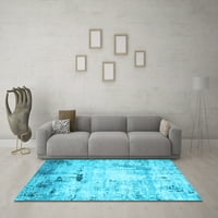Ahgly Company Indoor Square Oriental Light Blue Industrial Area Rugs, 7 'квадрат